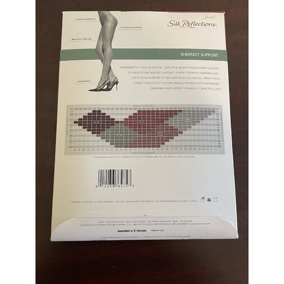 NOS Vintage Hanes Silk Reflections Control Top Sandalfoot 0E079 AB Barely Black - Picture 2 of 2